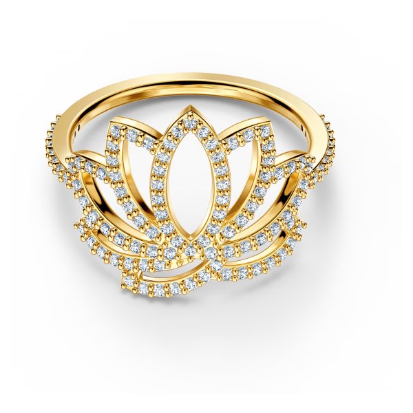 Symbolic Lotus Ring, White, Gold-tone plated by