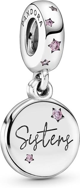 Jewelry Forever Sisters Dangle Cubic Zirconia Charm in Sterling Silver, No Box