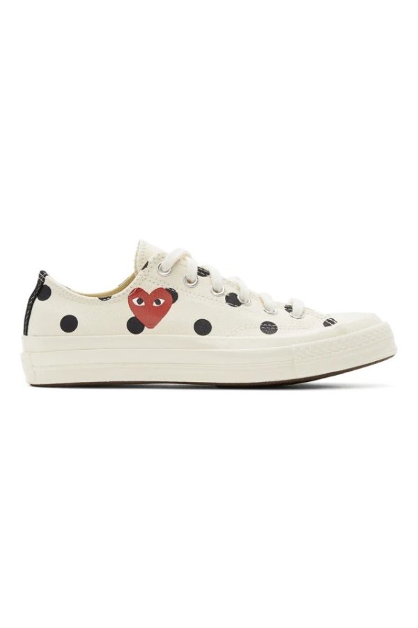 White Converse Edition Polka Dot Heart Chuck 70 Low Sneakers