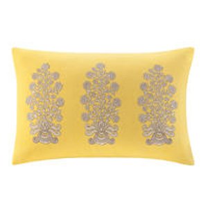 Paros刺绣花朵图案长方形枕头