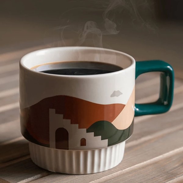 北欧风陶瓷咖啡杯 320ml 
