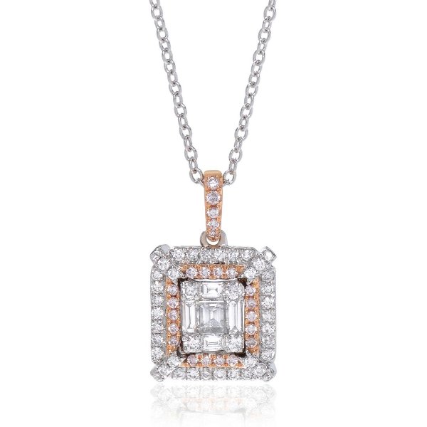 Gregg Ruth 18K Gold, White Diamond 0.47ct. tw. and Pink Diamond Pendant Necklace