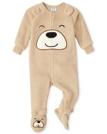 Unisex Baby And Toddler Long Sleeve Bear Fleece Footed One Piece Pajamas | The Children's Place - RICE CRACKERS