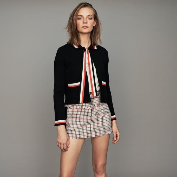 MANILLE Short cardigan with contrasting stripes
