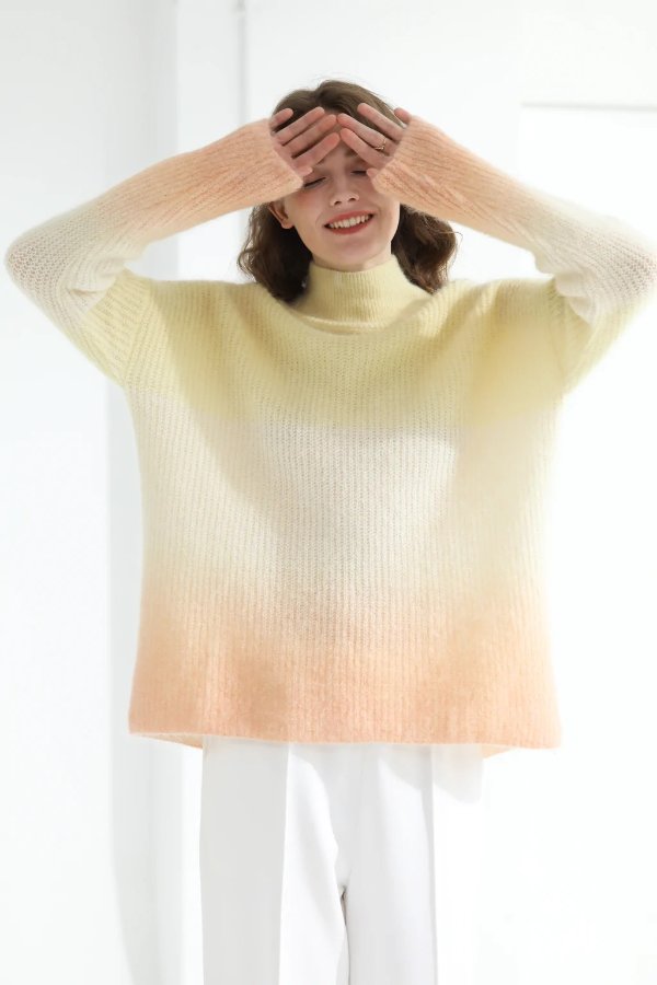 | Aurelia Yellow High-Necked Mohair Sweater