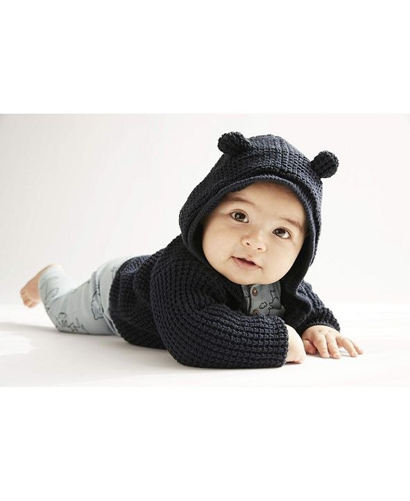 Baby Boys Hooded Cotton Cardigan Sweater