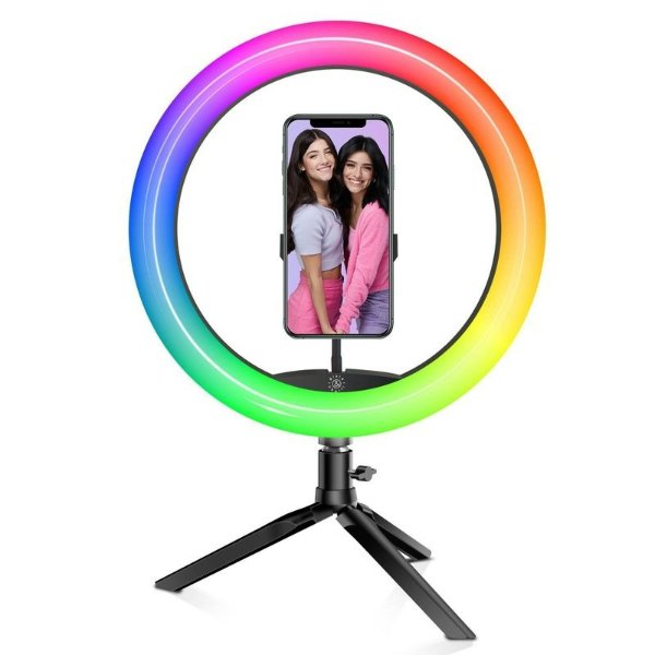 Dixie &#38; Charli 10&#34; Color LED Ring Light with Table Stand, Phone Holder and Wireless Shutter Remote - DC-RLCT-10C