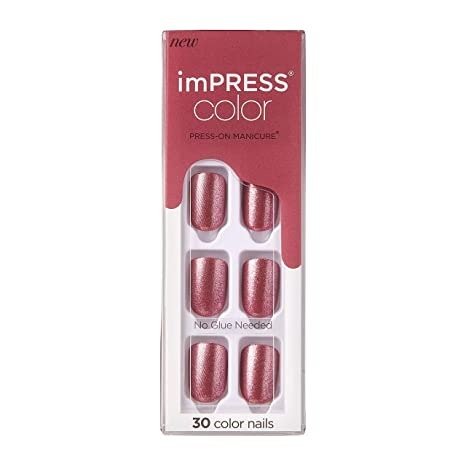 imPRESS Color Press-On Manicure, Gel Nail Kit, PureFit Technology, Short Length, “Peanut Pink”, Polish-Free Solid Color Mani, Includes Prep Pad, Mini File, Cuticle Stick, and 30 Fake Nails