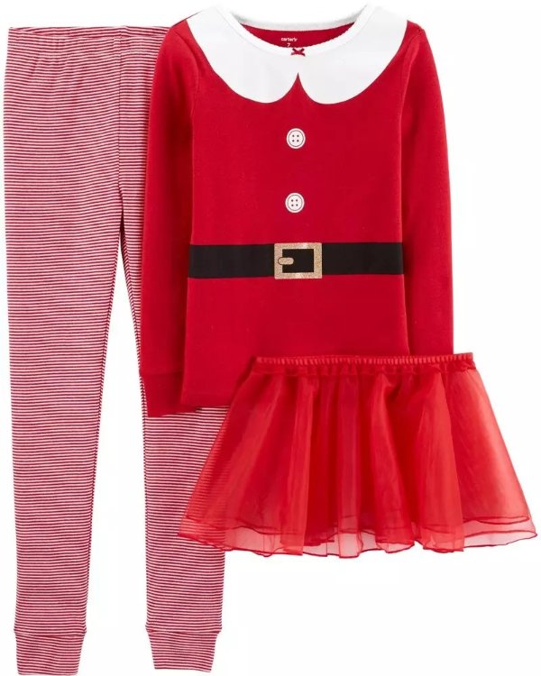 3-Piece Christmas Santa Snug Fit Cotton PJs