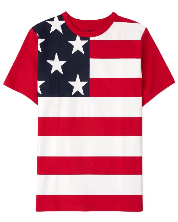 Boys Short Sleeve Americana Flag Graphic Tee | The Children's Place - RUBY