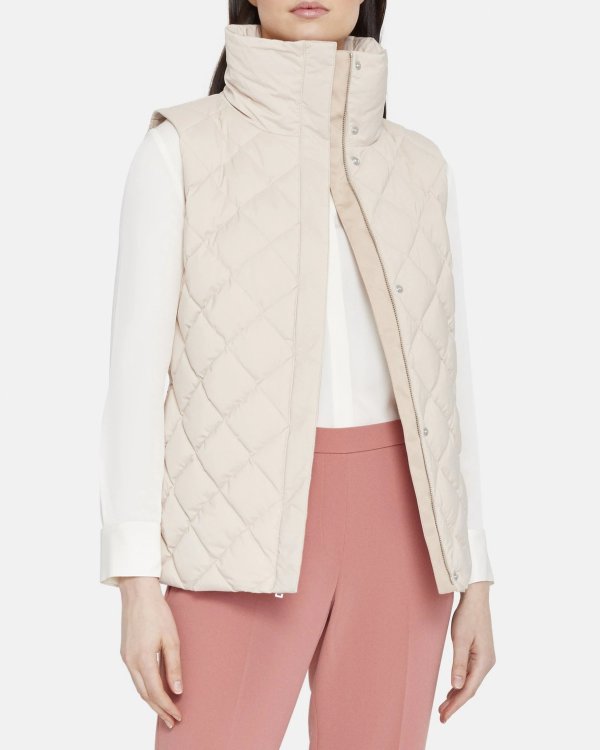 Hooded Quilted Vest in City Poly