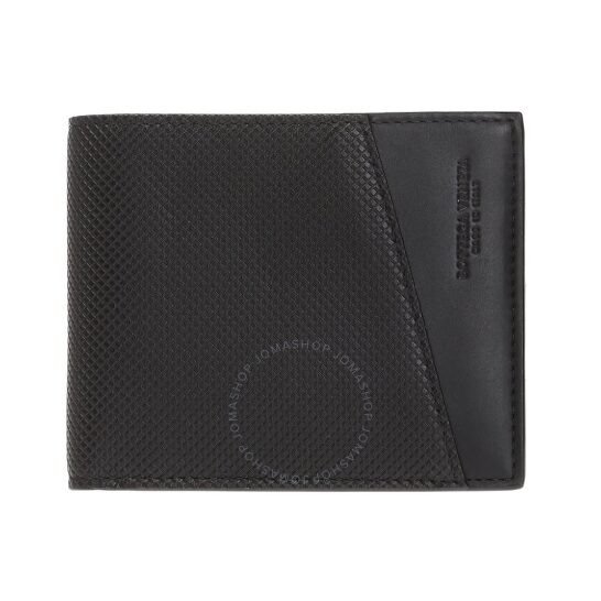 Men's Black Leather Bi-Fold Wallet With Coin Purse