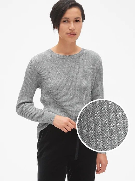 True Soft Metallic Ribbed Pullover Sweater