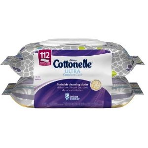 Cottonelle超柔软可冲式清洁湿巾，2个装