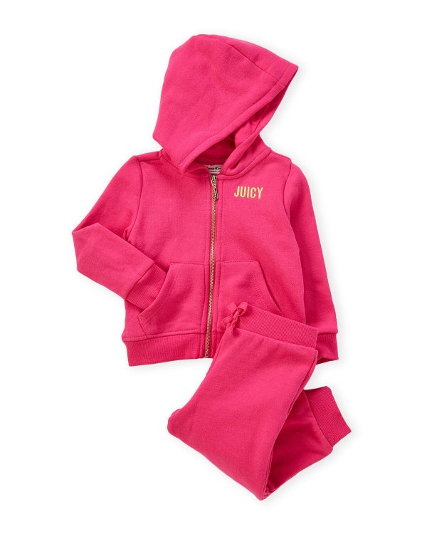 (Infant Girls) Pink Two-Piece Sequin Hoodie & Jogger Sweatpants Set
