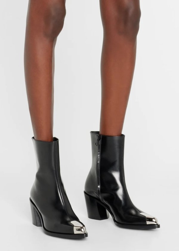 Boxcar Calfskin Cap-Toe Ankle Booties