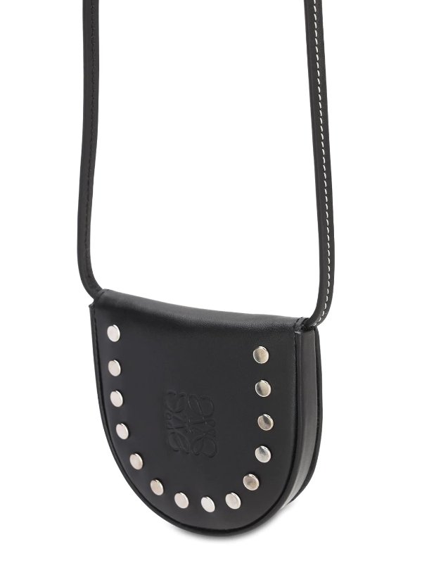 HEEL STUDS LEATHER NECKLACE WALLET