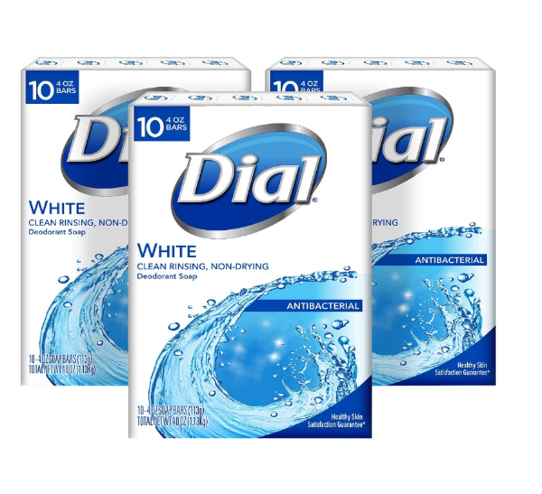 Dial Antibacterial Bar Soap, White, 30 Count