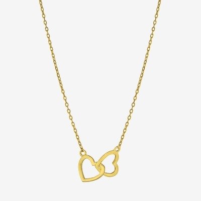 14K Gold Over Silver 16 Inch Cable Heart Pendant Necklace