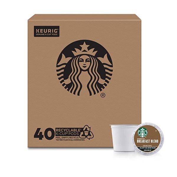 Medium Roast K-Cup Coffee Pods — Breakfast Blend for Keurig Brewers — 1 box (40 pods)