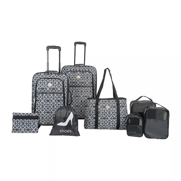 8 Piece Black Tile Luggage Set