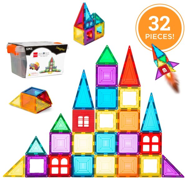 32-Piece Kids Magnetic Tiles Set