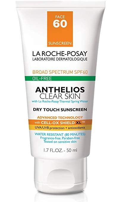 Anthelios Clear Skin Dry Touch Sunscreen Broad Spectrum SPF 60, Oil Free Face Sunscreen, Non-Greasy, Oxybenzone Free, 1.7 Fl. oz.