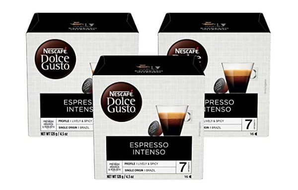 Dolce Gusto Coffee Pods, New Release Espresso Intenso, 16 Capsules (Pack of 3)