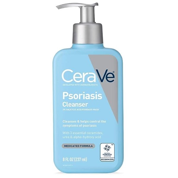 Cleanser for Psoriasis Treatment | With Salicylic Acid for Dry Skin Itch Relief & Latic Acid for Exfoliation | Fragrance Free & Allergy Tested | 8 Ounce