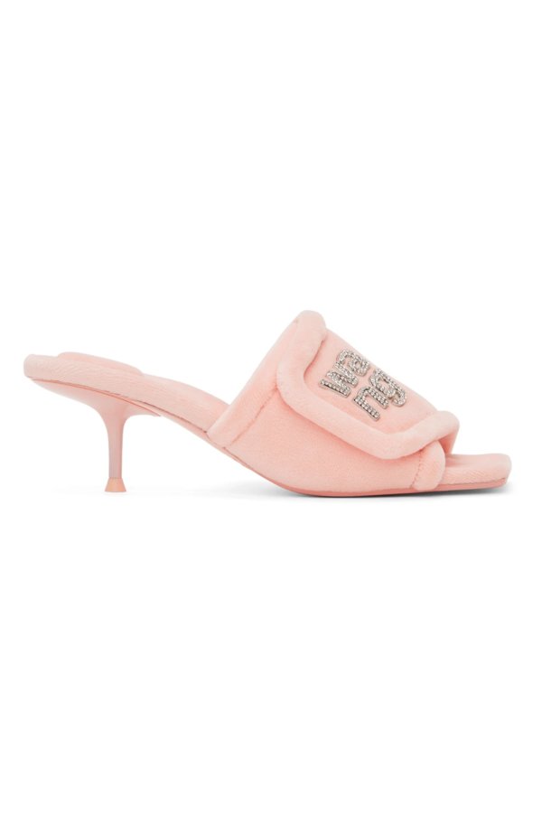 粉色带衬垫Logo Jessie 高跟凉鞋
