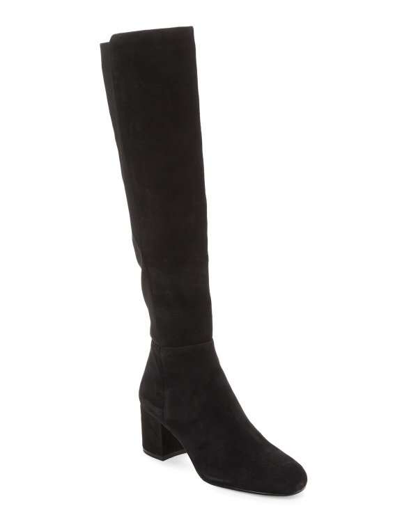Black Valda Suede Knee-High Boots