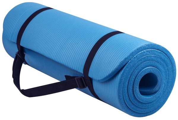 BalanceFrom GoYoga All-Purpose 1/2-Inch Extra Thick High Density Anti-Tear Exercise Yoga Mat with Carrying Strap, Blue
