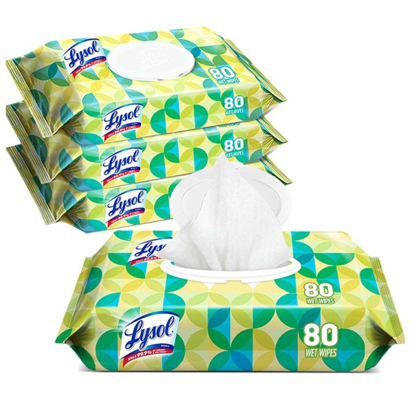 Lysol 消毒湿巾4包  共320张 可消杀99.9％的感冒和流感病毒