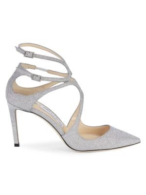 Glitter Point-Toe Leather Pumps