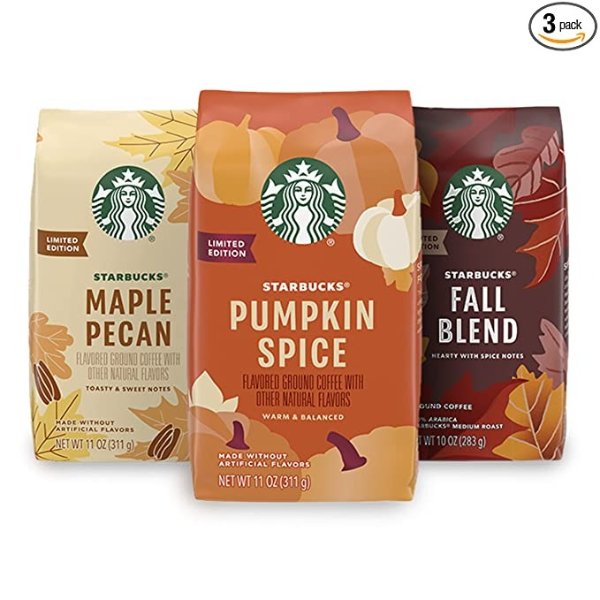 Flavored Ground Coffee —Varitey Pack — Fall Limited Edition — 3 bags total