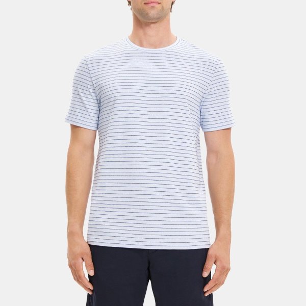 Clean Short-Sleeve Tee in Striped Cotton