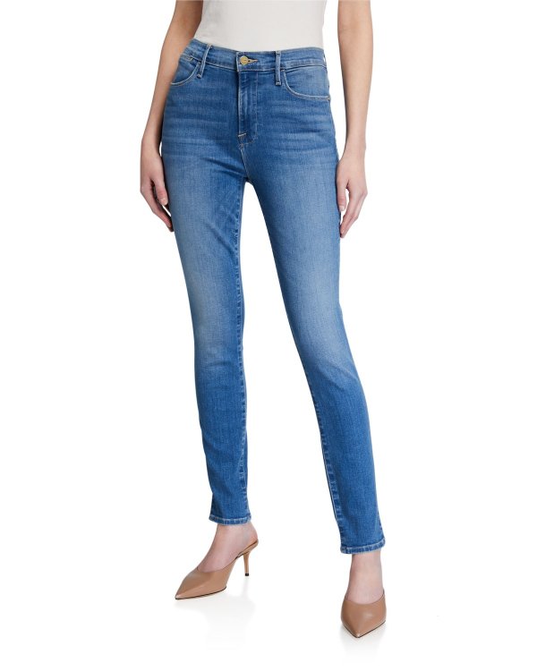 Le High Skinny Slit Jeans w/ Rivets