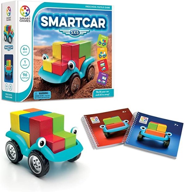 Smart Car 5 x 5 Wooden Cognitive Skill-Building Puzzle Game Featuring 96 Playful Challenges for Ages 4+