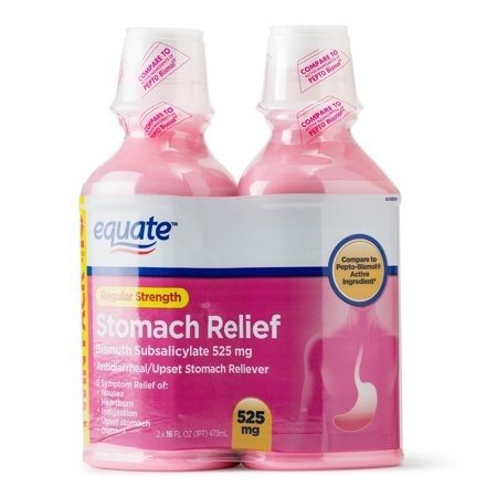 Equate Regular Strength Stomach Relief Liquid, 525 mg, 16 fl oz, 2 Pack