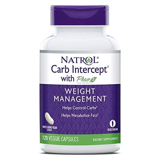 Carb Intercept with Phase 2 Carb Controller Capsules, White kidney bean extract, Helps control carbs, Helps metabolize fats, Clinically tested, Promotes healthy body weight, 1,000mg, 120 Count