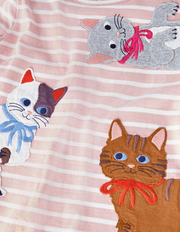 Front & Back T-shirt - Boto Pink/Ivory Cats | Boden US