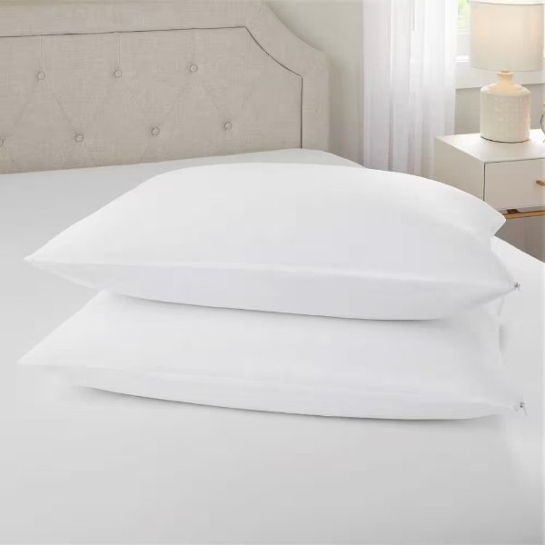 2-Pack Allergen & Bed Bug Resistant Zippered Standard Size Pillow Protectors