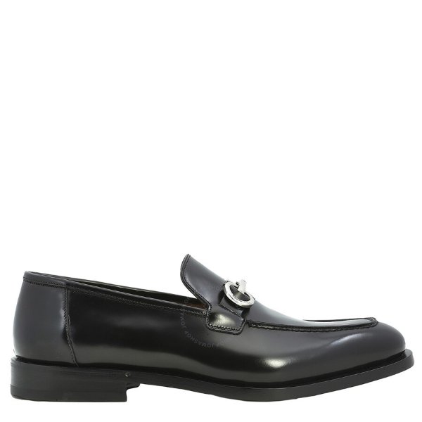 Men's Gancini Ornament Leather Loafers In Black