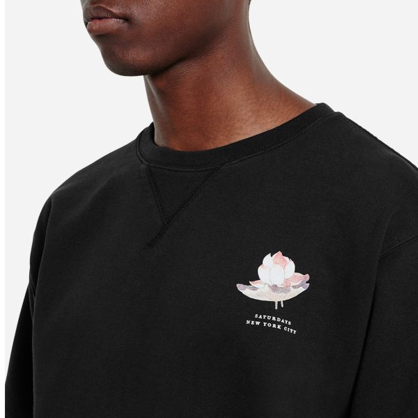 Elliot Lotus Flower Short Sleeve Sweatshirt Black