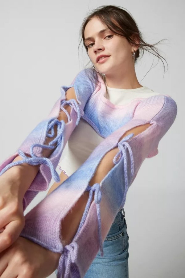 Aria 蝴蝶结针织罩衫