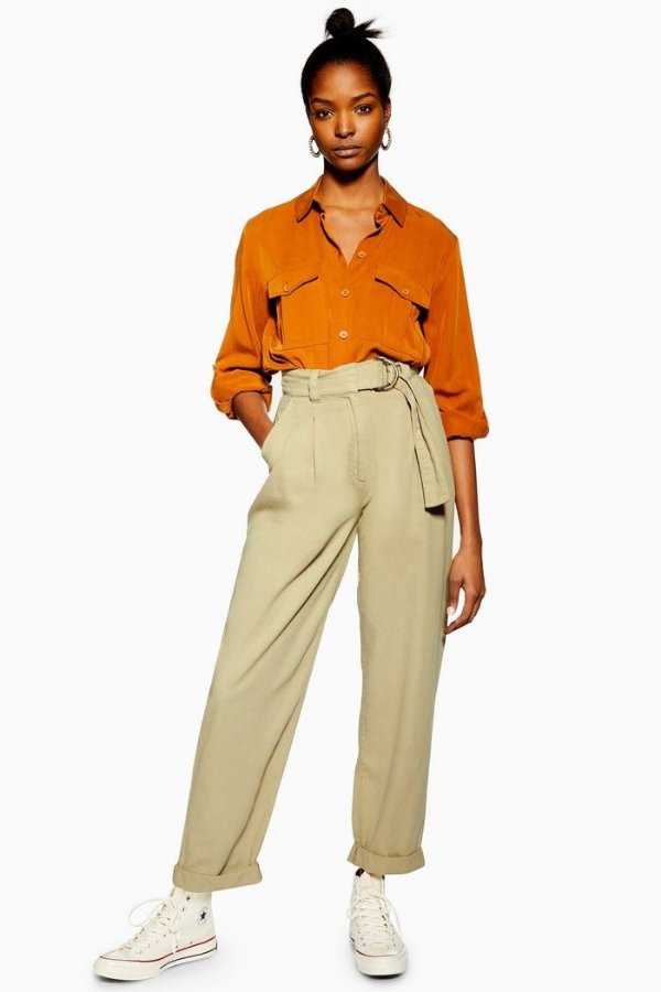 Belted Menswear Style Trousers