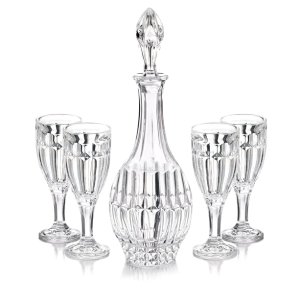 Fifth Avenue Crystal Gabriella Clear Crystal 5-piece Wine Decanter Set with 4 Glasses