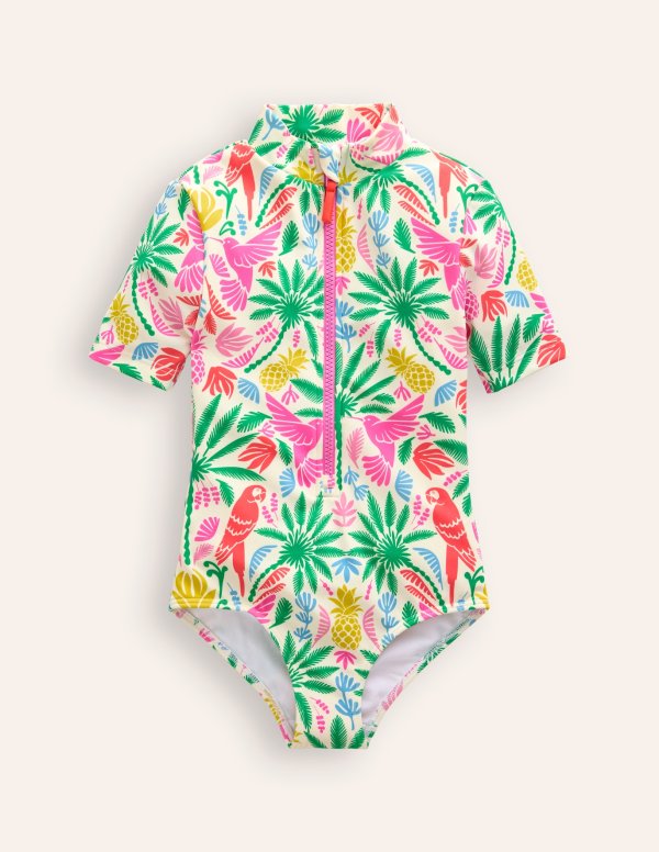 Short-sleeved SwimsuitMulti Rainbow Palm