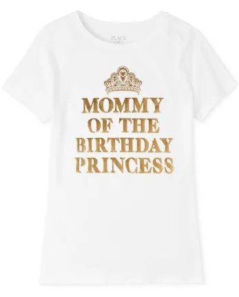 Womens Mommy And Me Short Sleeve Foil 'Mommy Of The Birthday Princess' Matching Graphic Tee