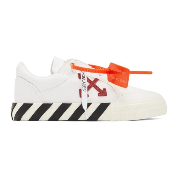 Off-White - White & Purple Vulcanized Low-Top Sneakers